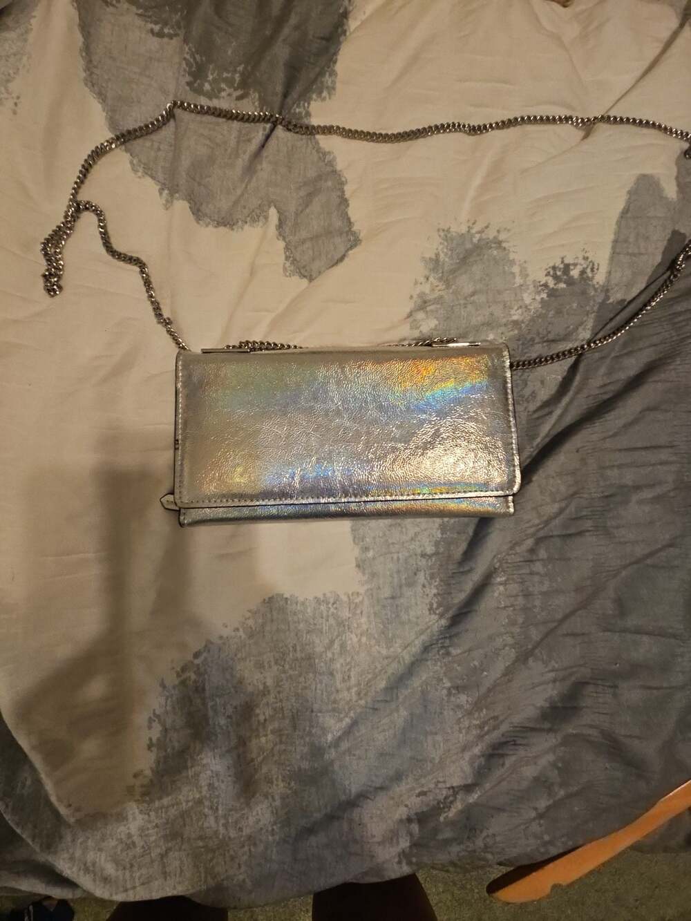 INC International Concepts Holographic Silver Crossbody Wallet on Chain